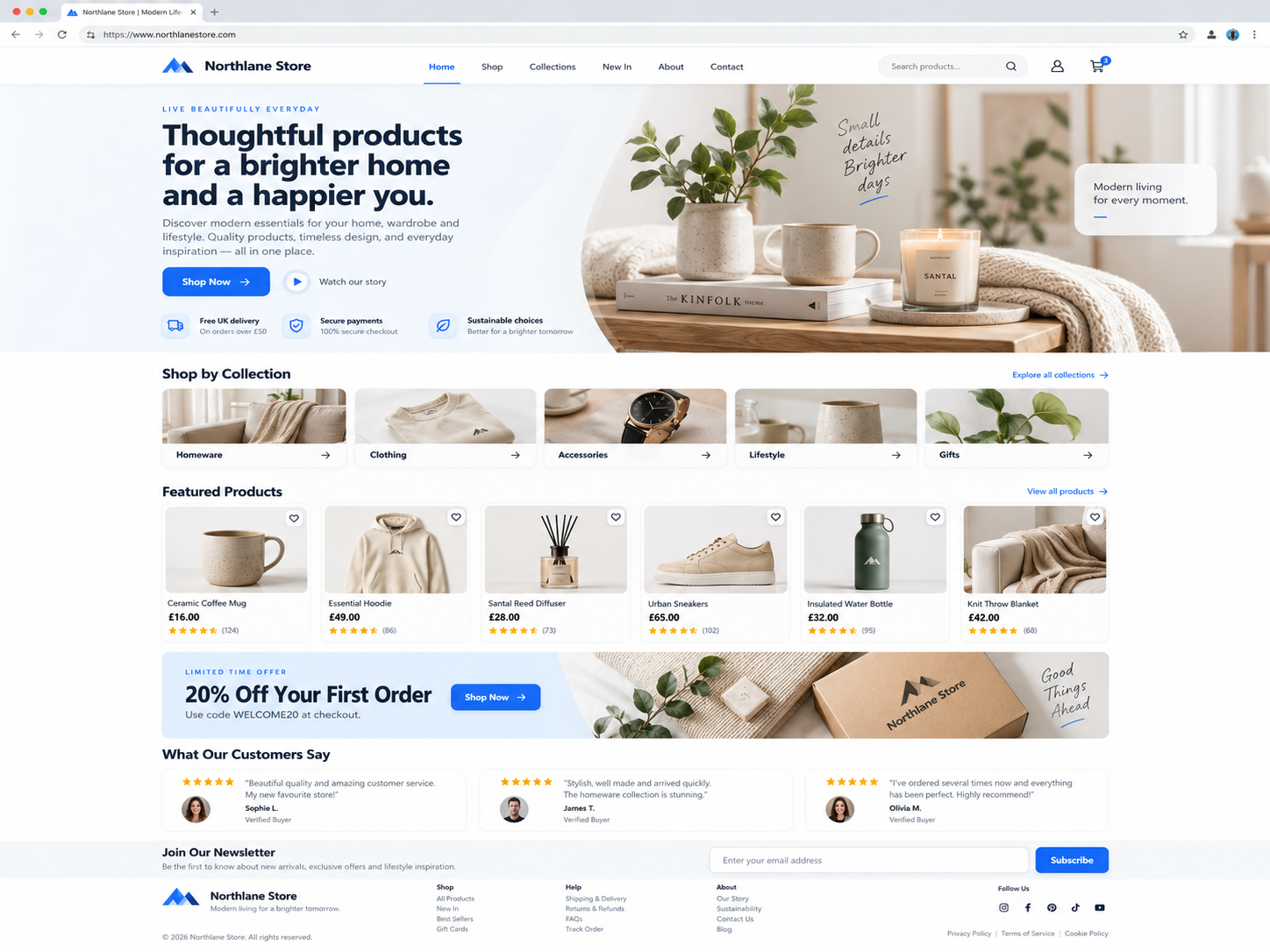 Online store website